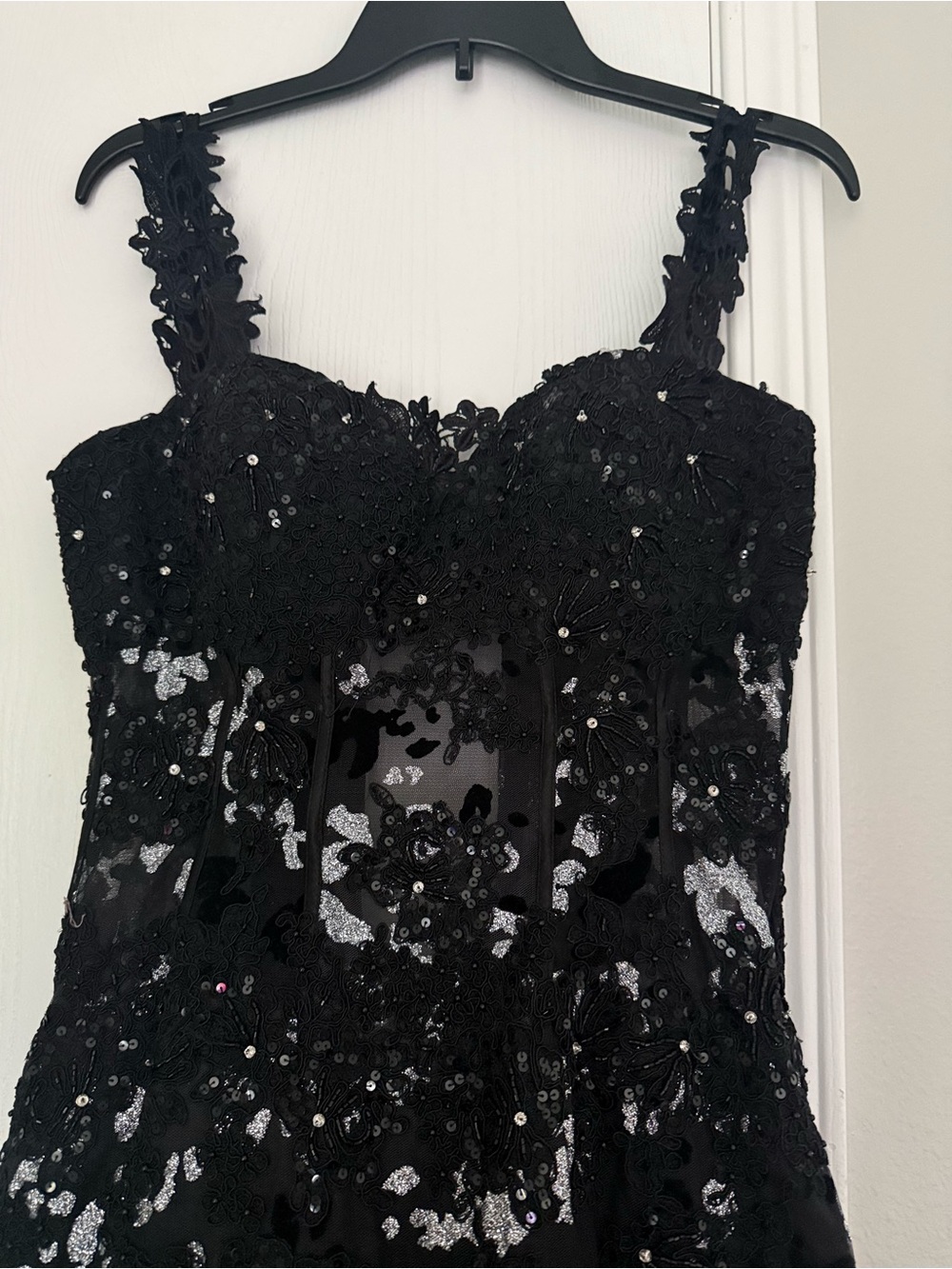 Jovani Black Strapless Sequin Corset Gown - Picture 3 of 4